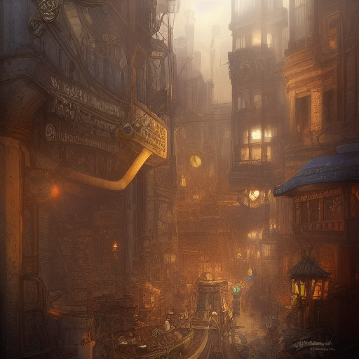 A busy street of New Babbage, the Steampunk City