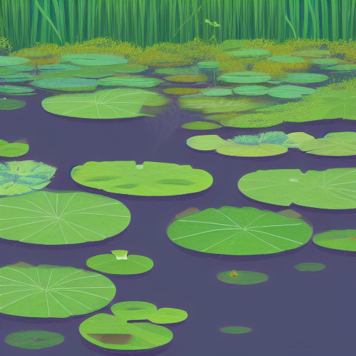 Pond and lily pads background scene