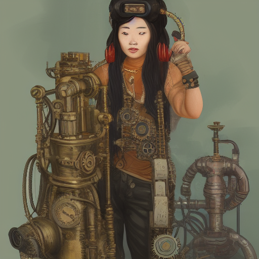 A woman with a large valve contraption