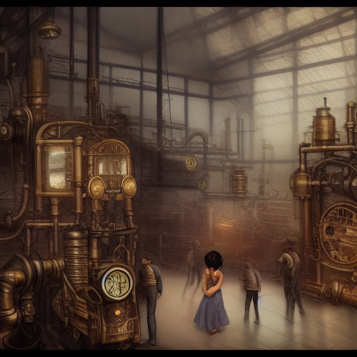 A large building filled with steampunk equipment.