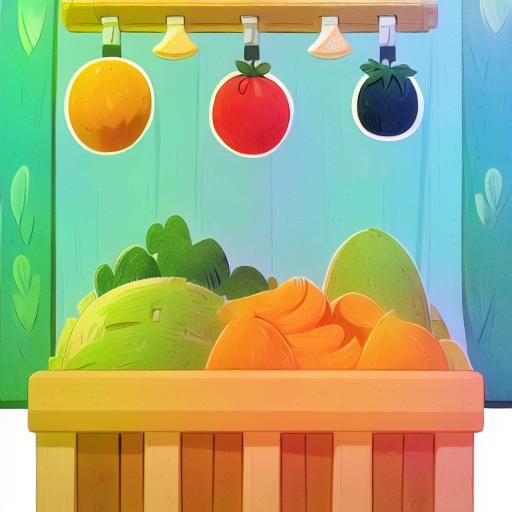 Stall of fruit, from Market Day, a free short story for kids by Once Upon an Algorithm