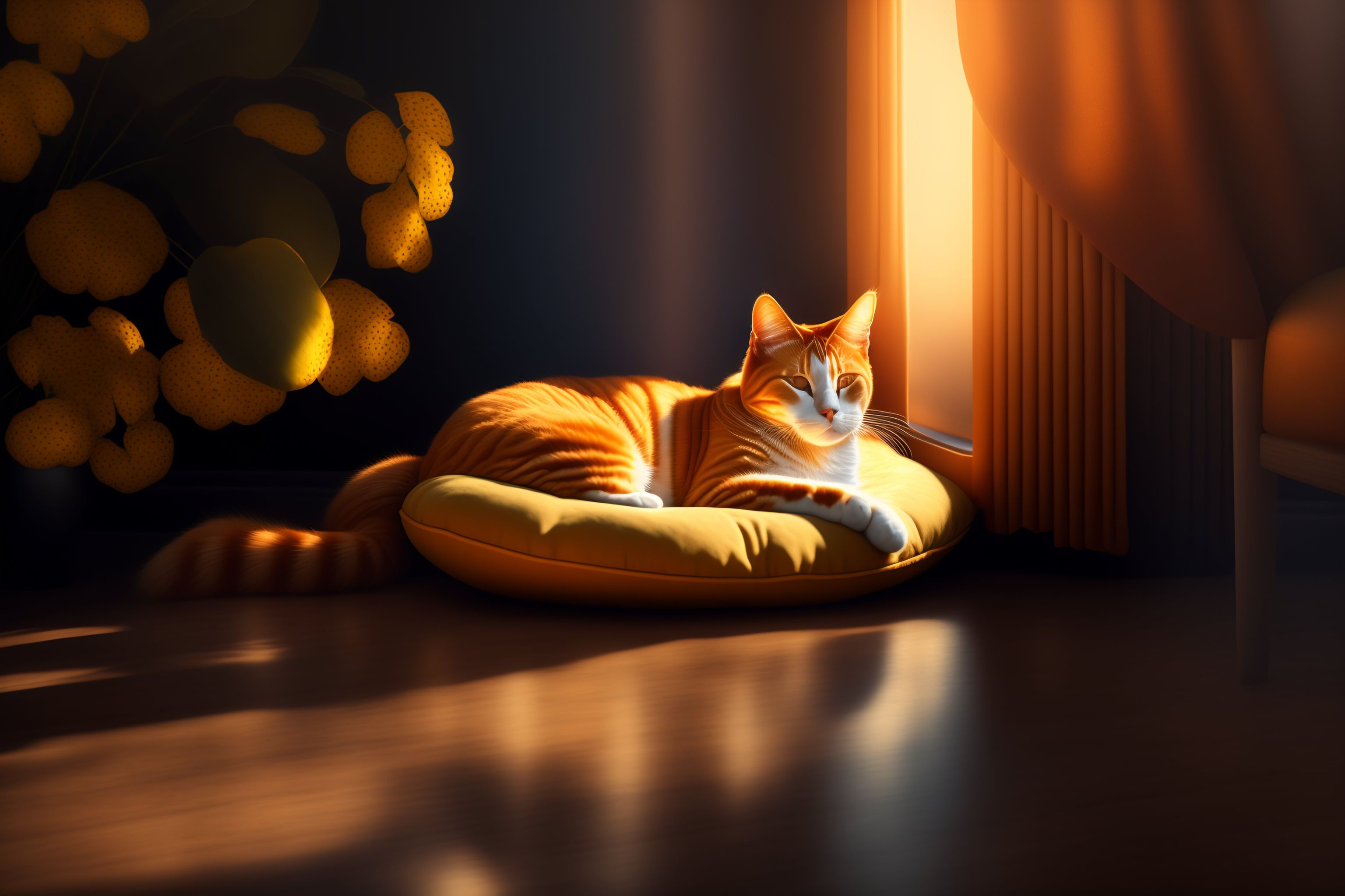 An orange tabby cat waking up from a dream.