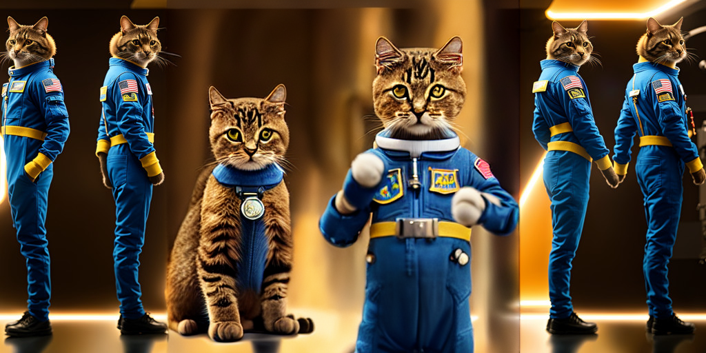 six cat astronauts made with an ai character generator