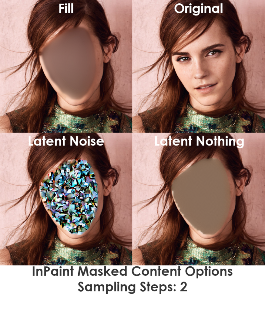 In Paint Masked Content Options after only 2 Sampling Steps