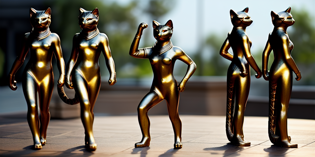 The five across cat statues