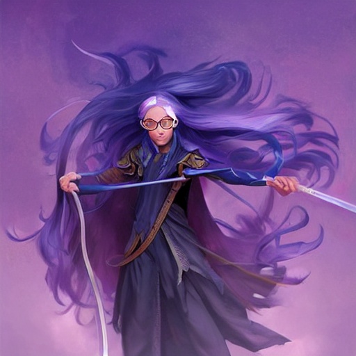 AI Generated Stable Diffusion Image of a purple haired mage