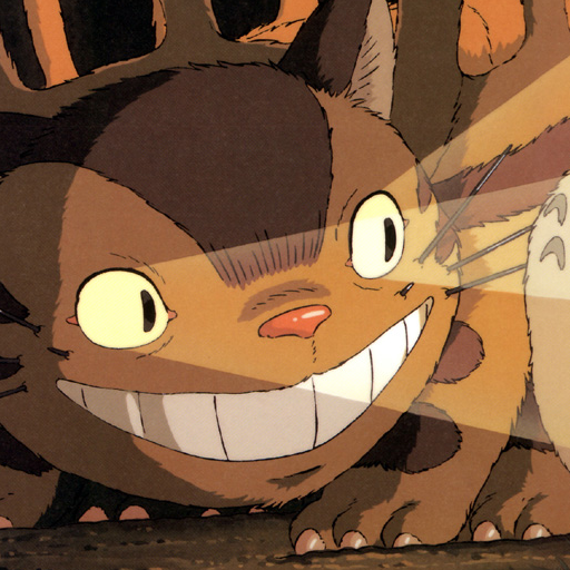 Illustration of Hayao Miyazaki's Cat Bus in My Neighbor Totoro to be upscaled in Stable Diffusion