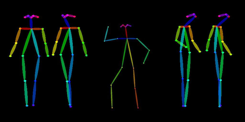 Five across starting controlnet openposes for animating stable diffusion